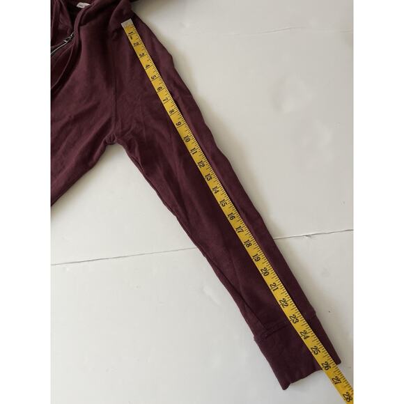 James Perse Cotton-Terry Hoodie Sweatshirt Women 1(S) Maroon Athleisure - Picture 5 of 8